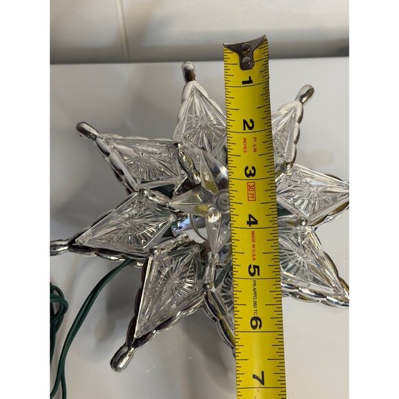 VTG Clear Plastic Star Christmas Tree Topper Lighted Ornament 7" PlugIn Holiday - Picture 4 of 5